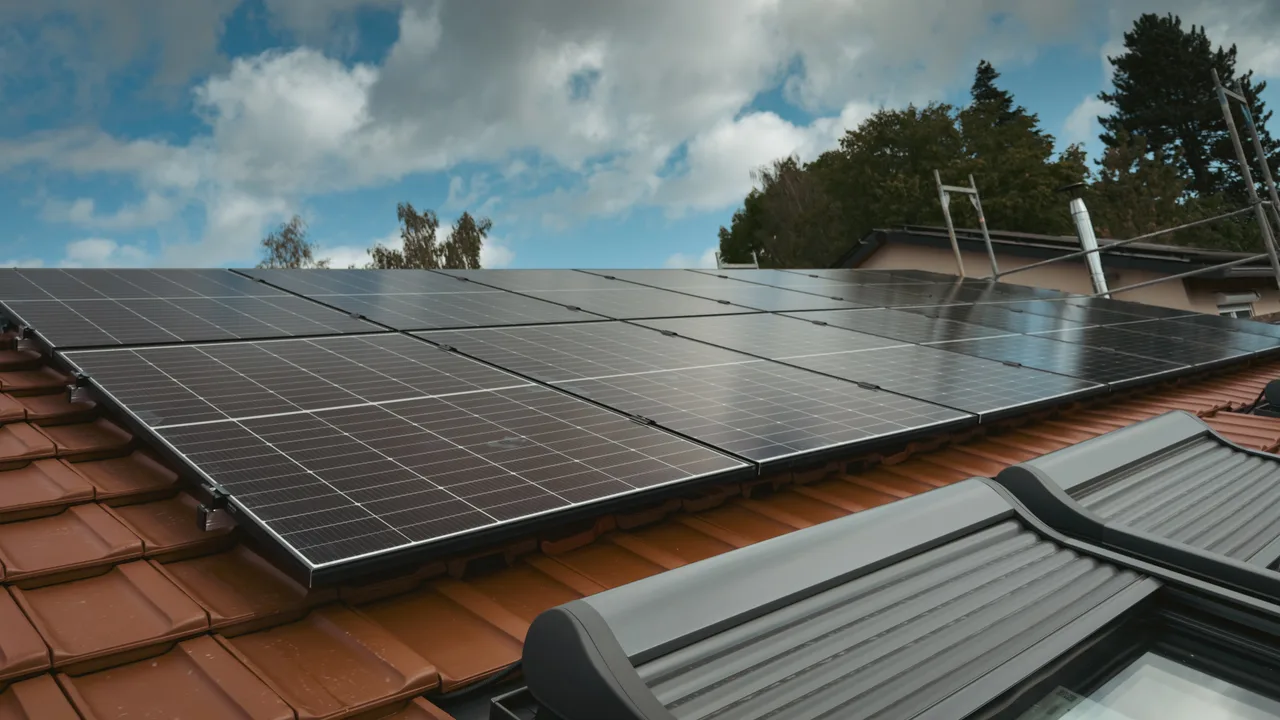 Photovoltaikmodule nutzen die eingedeckte Dachfläche oberhalb der traufnahen Duo-Dachfenster